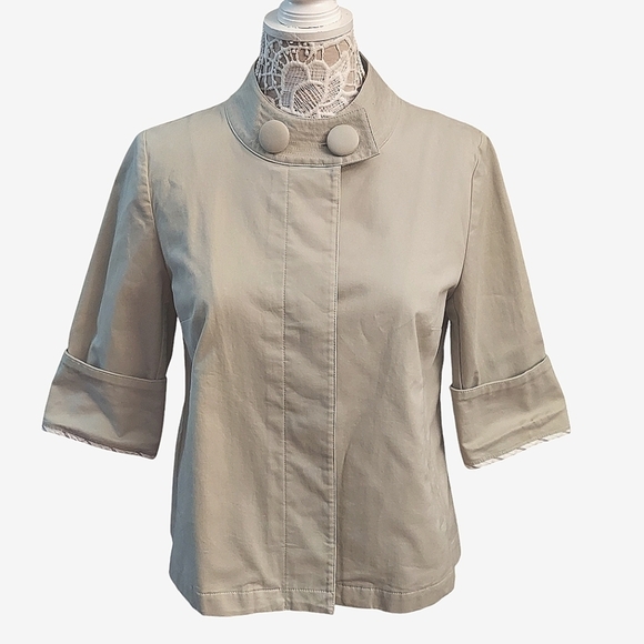 Jackets & Blazers - NWOT TALBOTS Chic Beige Button-Up 3/ 4 Length Sleeve sz S Jacket
